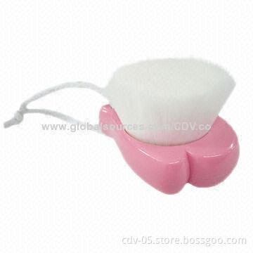 Facial makeup brushes, made of plastic handle, with aluminum ferrule and synthetic hair